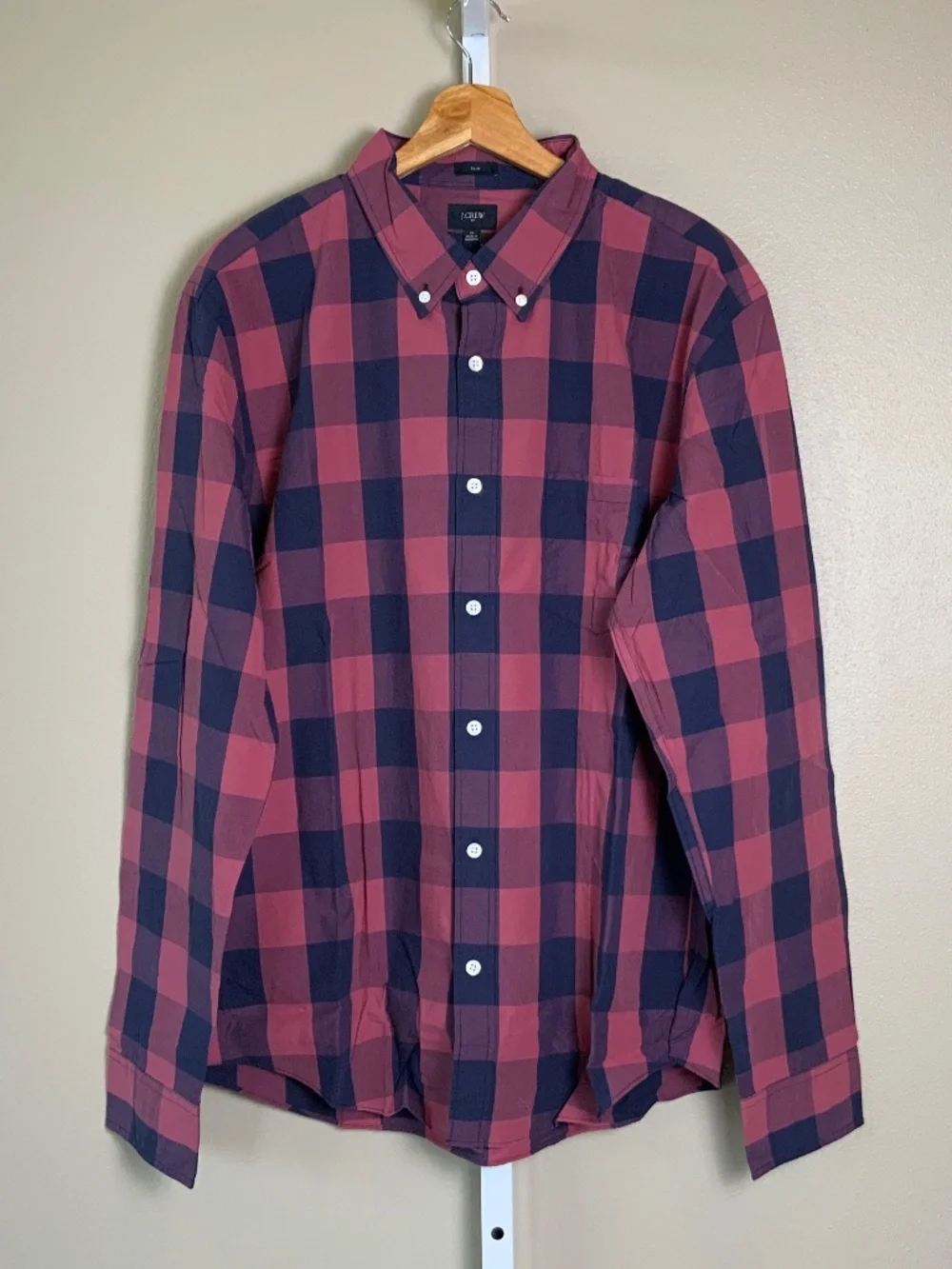 J. Crew Factory Gingham Buffalo Check Slim Washed Button Down Oxford Shirt